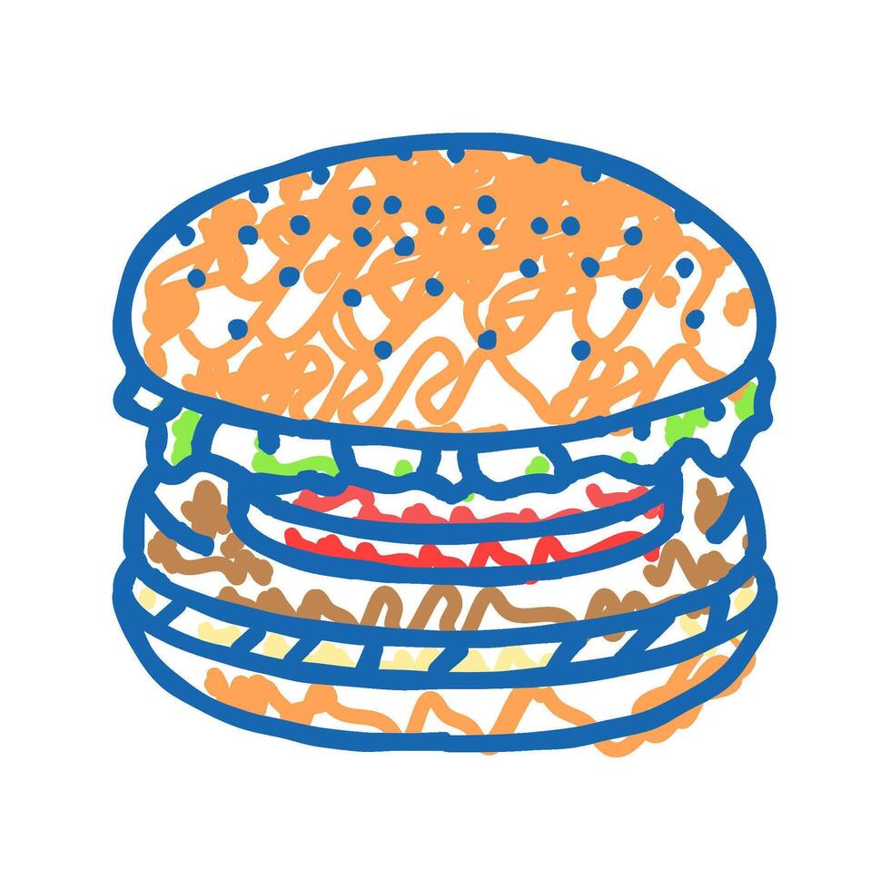 veggie burger vegan food icon doodle illustration vector