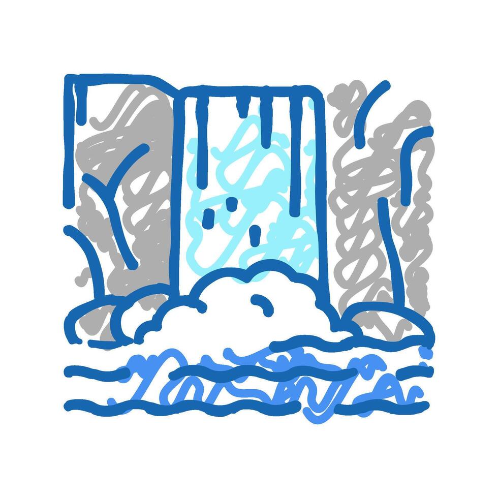 waterfall water icon doodle illustration vector