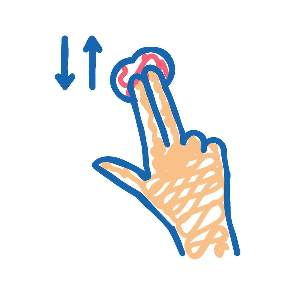two fingers swiping on smartphone screen icon doodle illustration vector