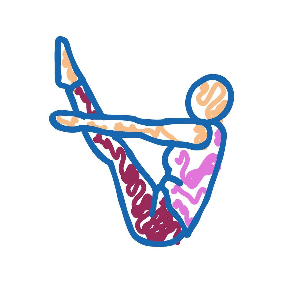 boat pose navasana yoga icon doodle illustration vector