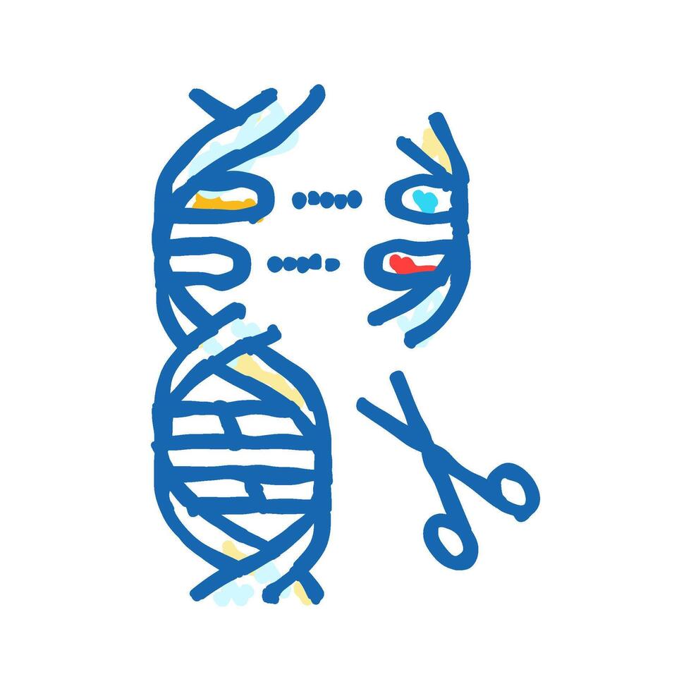 gene editing scissors genetic icon doodle illustration vector