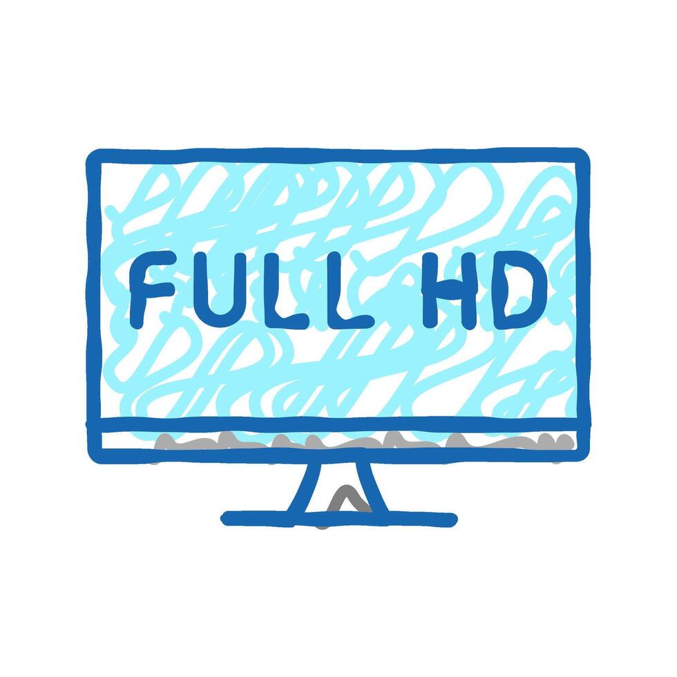 full hd resolution computer screen icon doodle illustration vector