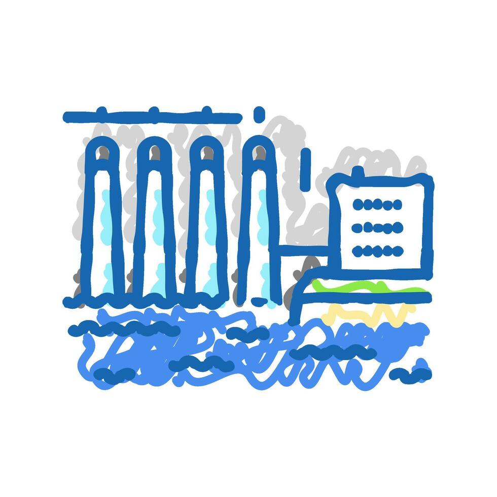 hydro station hydroelectric power icon doodle illustration vector