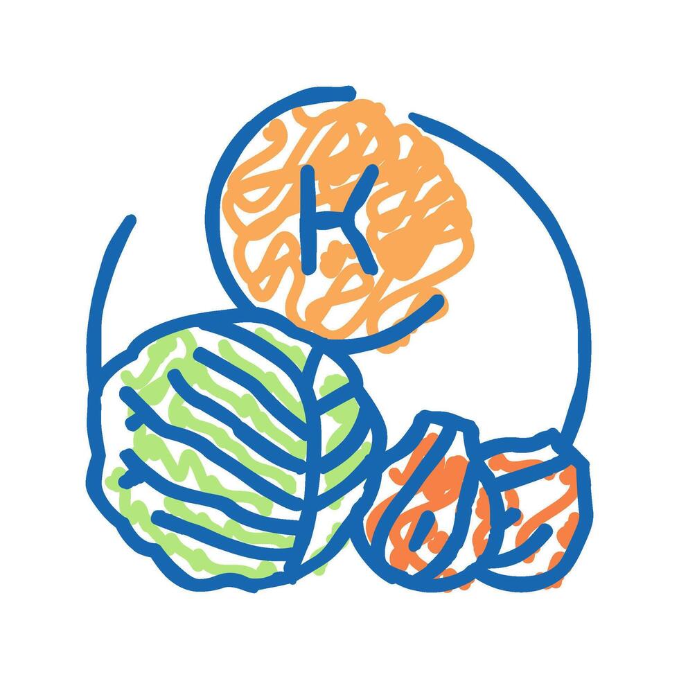 k vitamin in vegetable icon doodle illustration vector