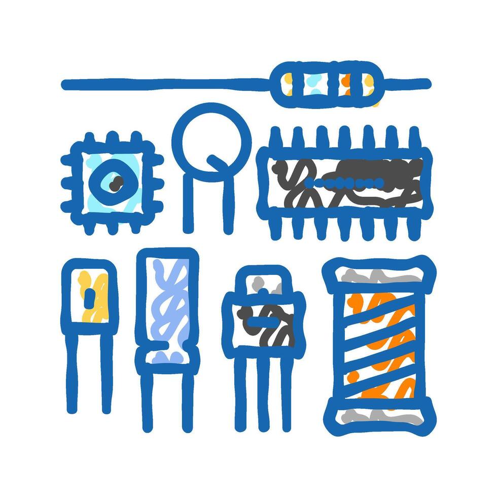electronic components manufacturing engineer icon doodle illustration vector