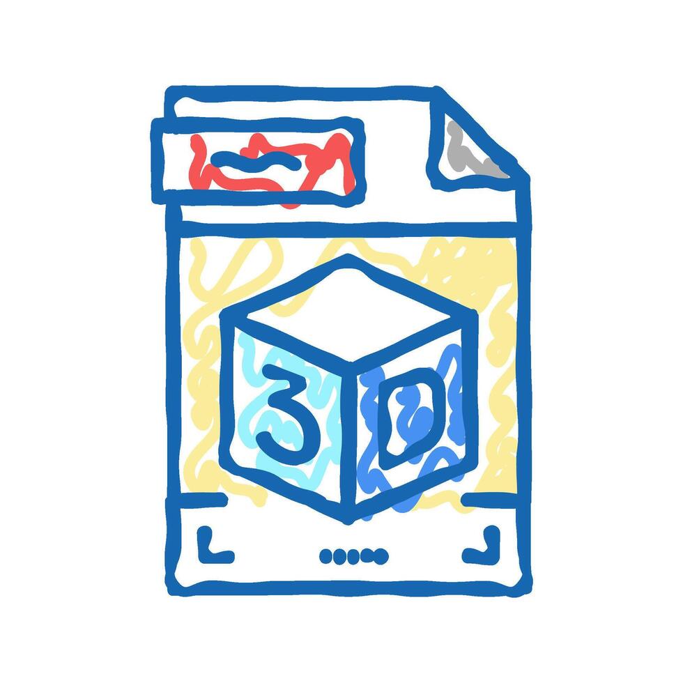 stl 3d file icon doodle illustration vector