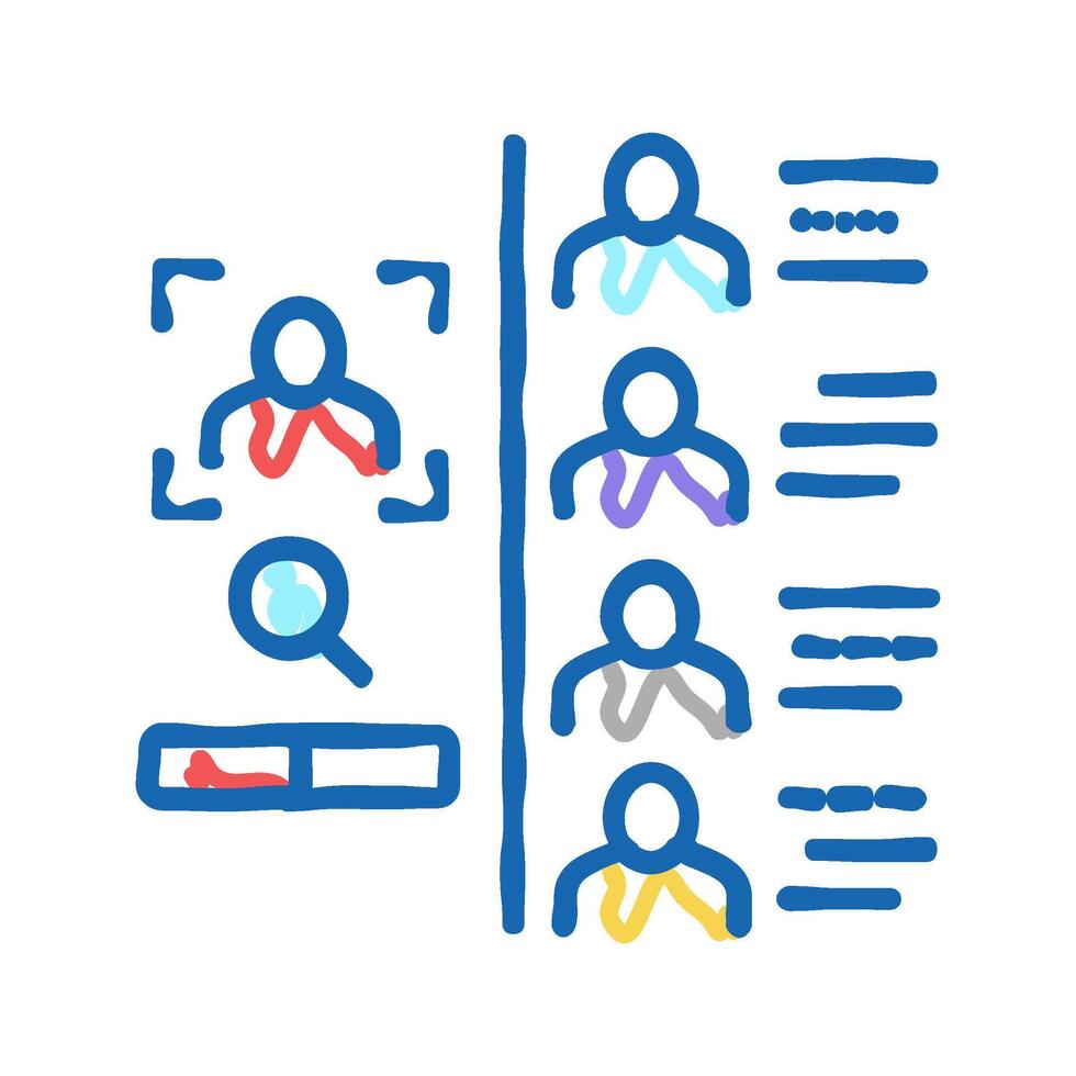 researching people with face id for access icon doodle illustration vector