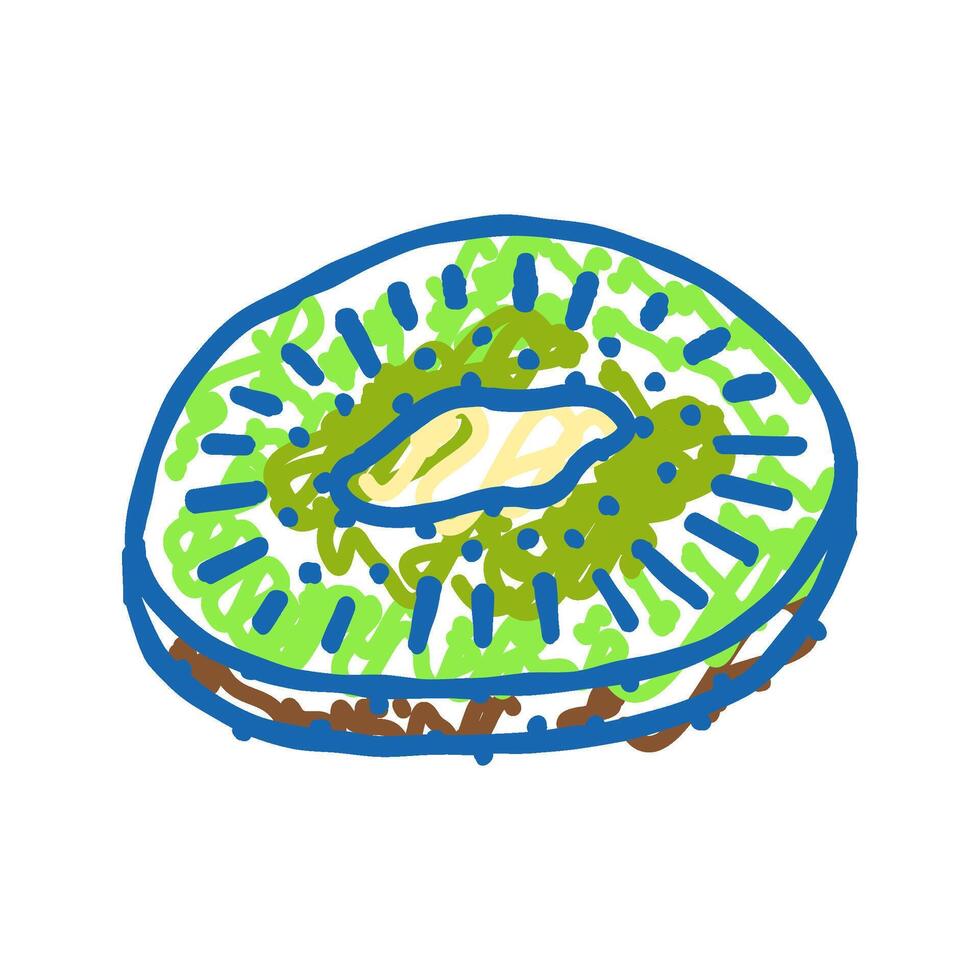slice kiwi fresh icon doodle illustration vector