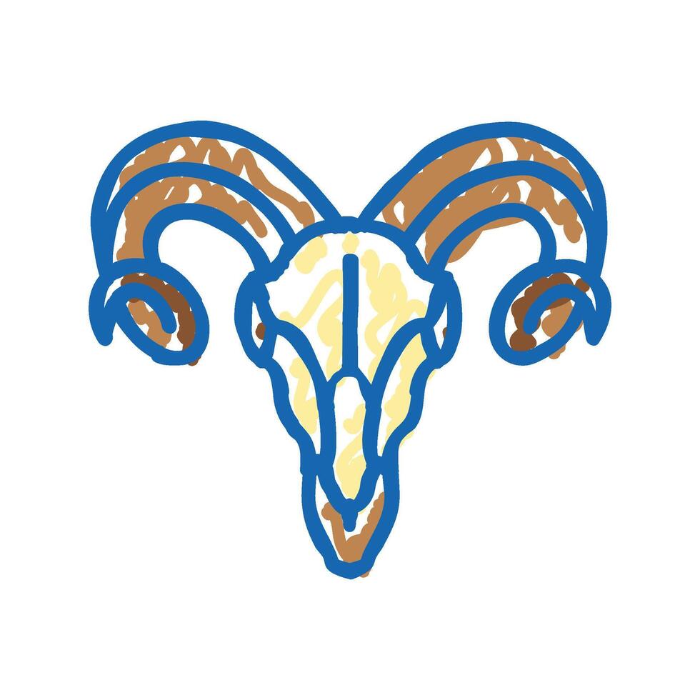 skull ram horn animal icon doodle illustration vector