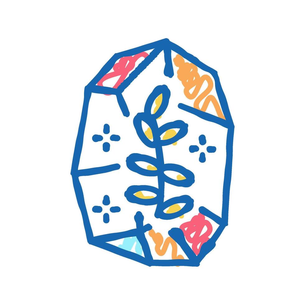 stone with plant boho icon doodle illustration vector