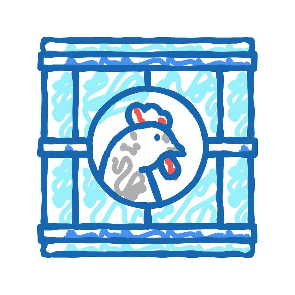 chicken in box icon doodle illustration vector