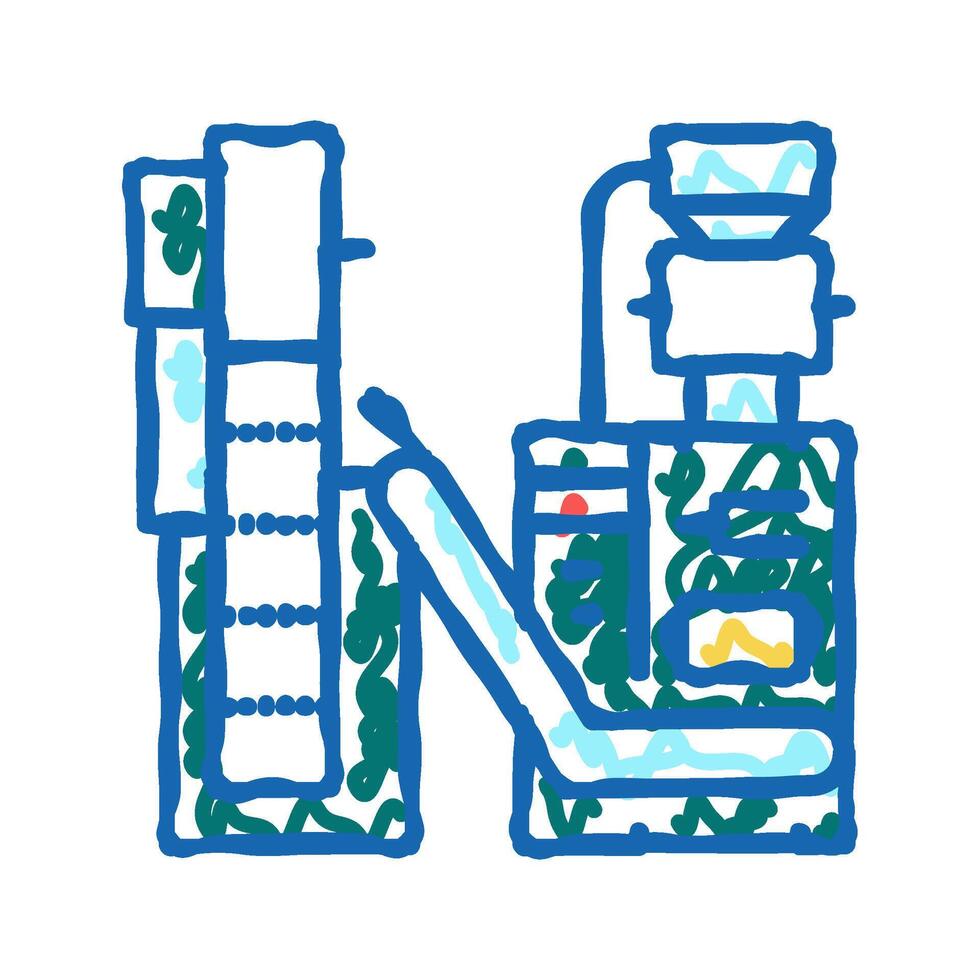 packaging tea factory machine icon doodle illustration vector