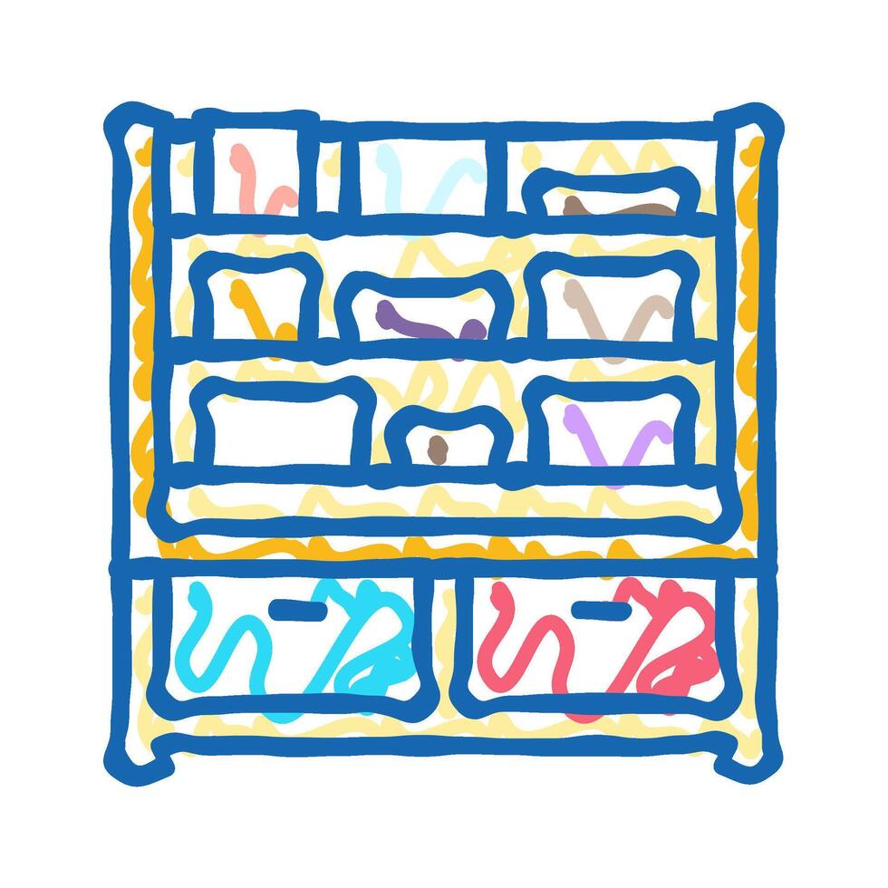 kid bookshelf bedroom icon doodle illustration vector