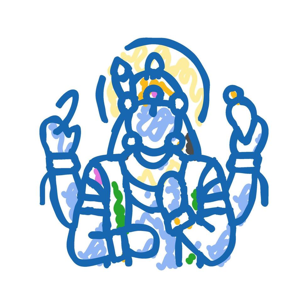 vishnu god indian icon doodle illustration vector