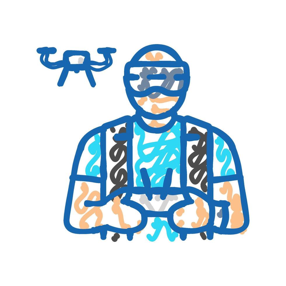 drone pilot drone icon doodle illustration vector