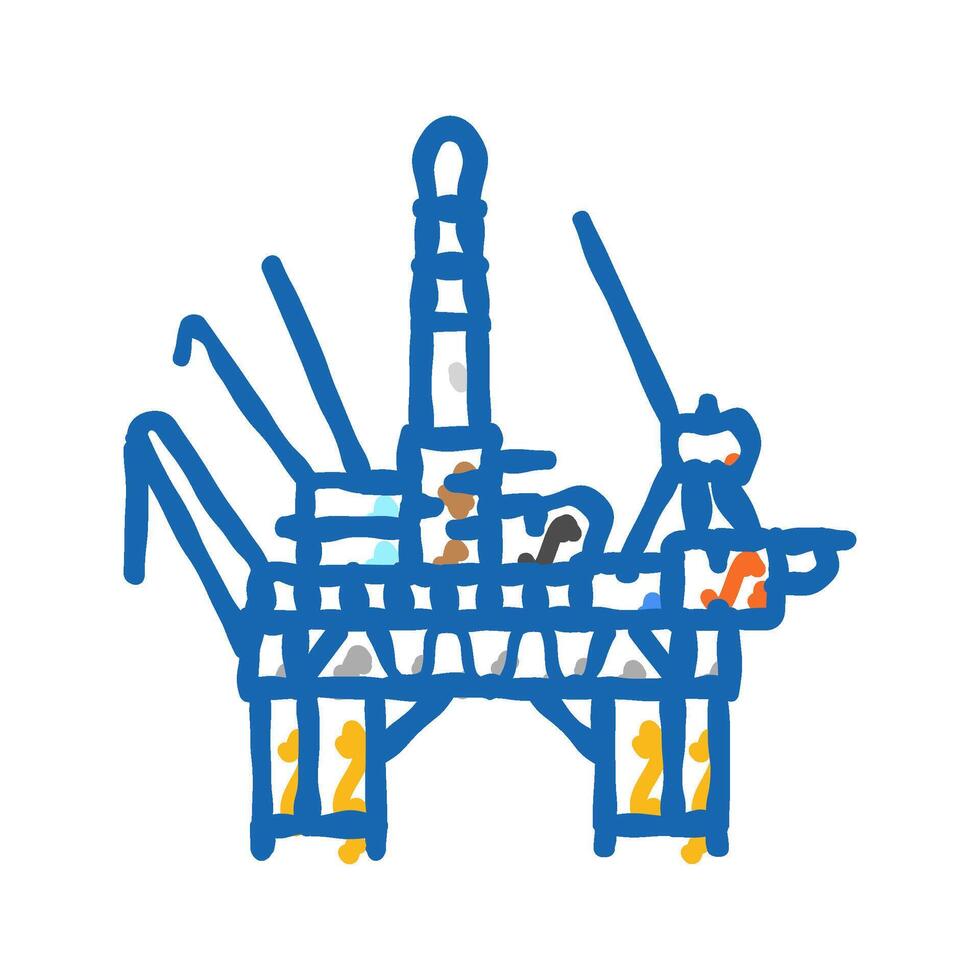 offshore drilling petroleum engineer icon doodle illustration vector