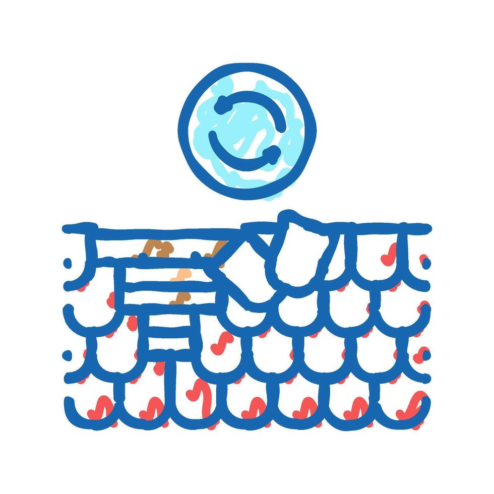 roof shingle replacement home maintenance icon doodle illustration vector