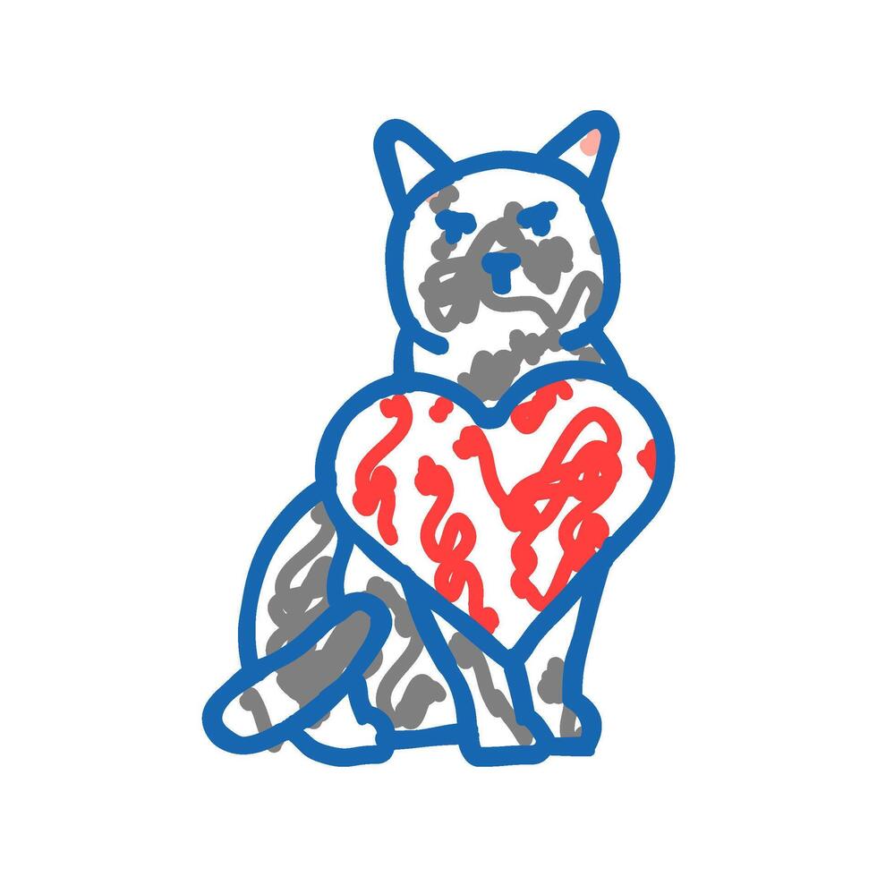 heart cat breeding icon doodle illustration vector
