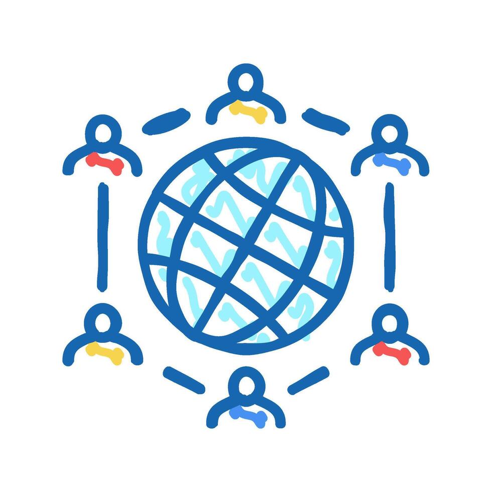 global communication icon doodle illustration vector