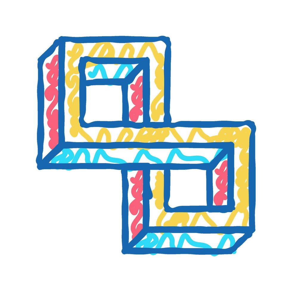 optical impossible geometric shape icon doodle illustration vector