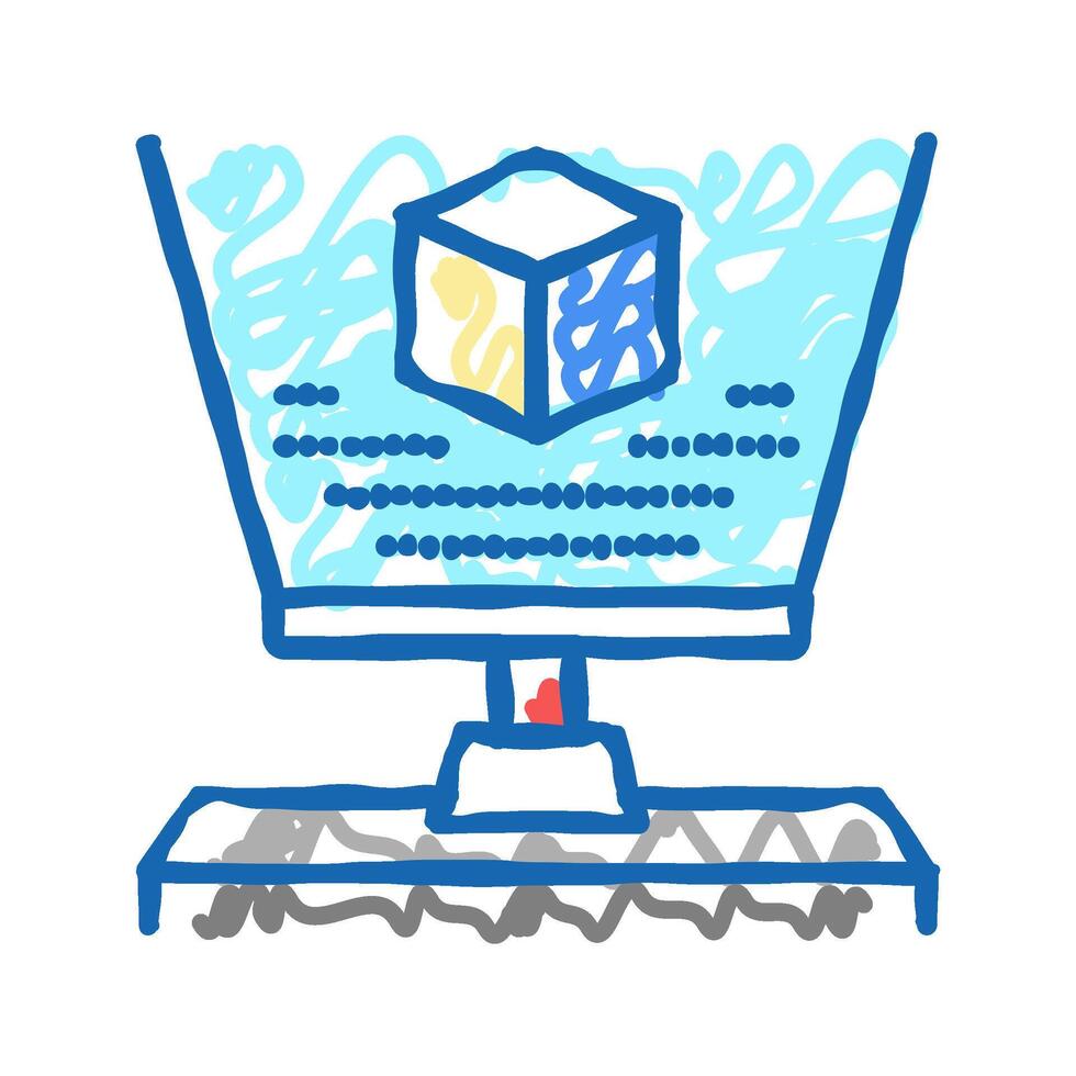 3d hologram icon doodle illustration vector