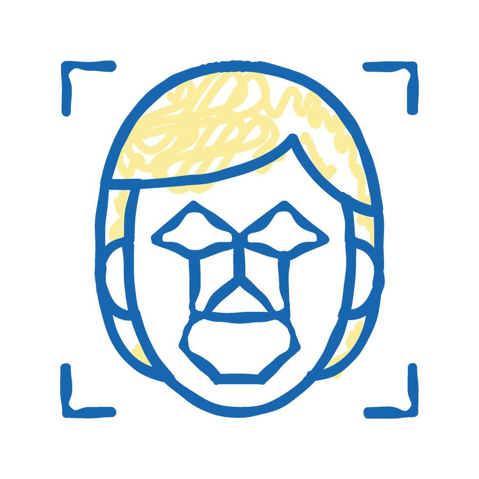 face recognition points and structure icon doodle illustration vector