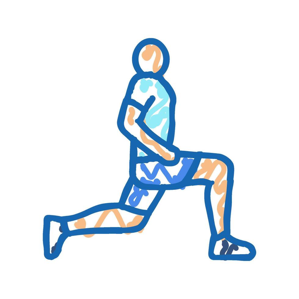 walking lunges fitness exercise leg icon doodle illustration vector