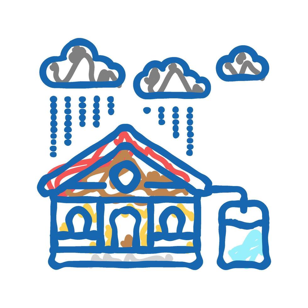rainwater harvesting environmental icon doodle illustration vector