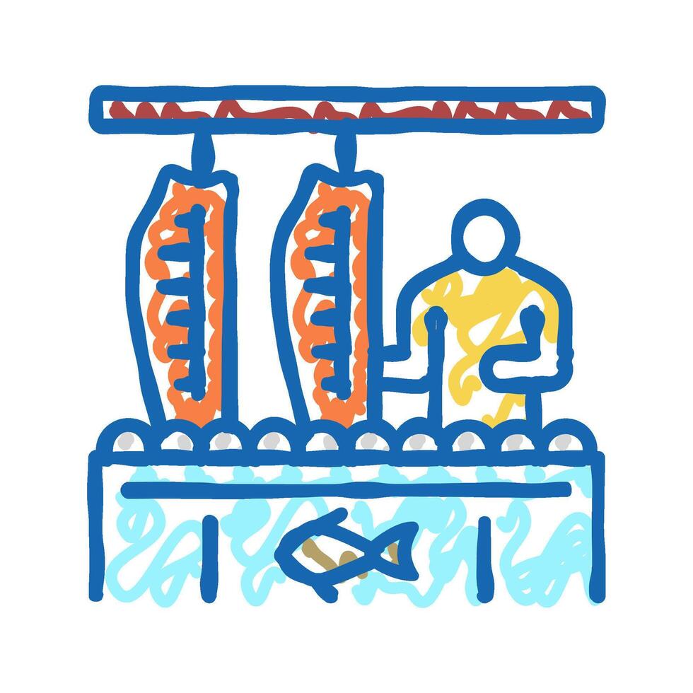 processing plant salmon icon doodle illustration vector