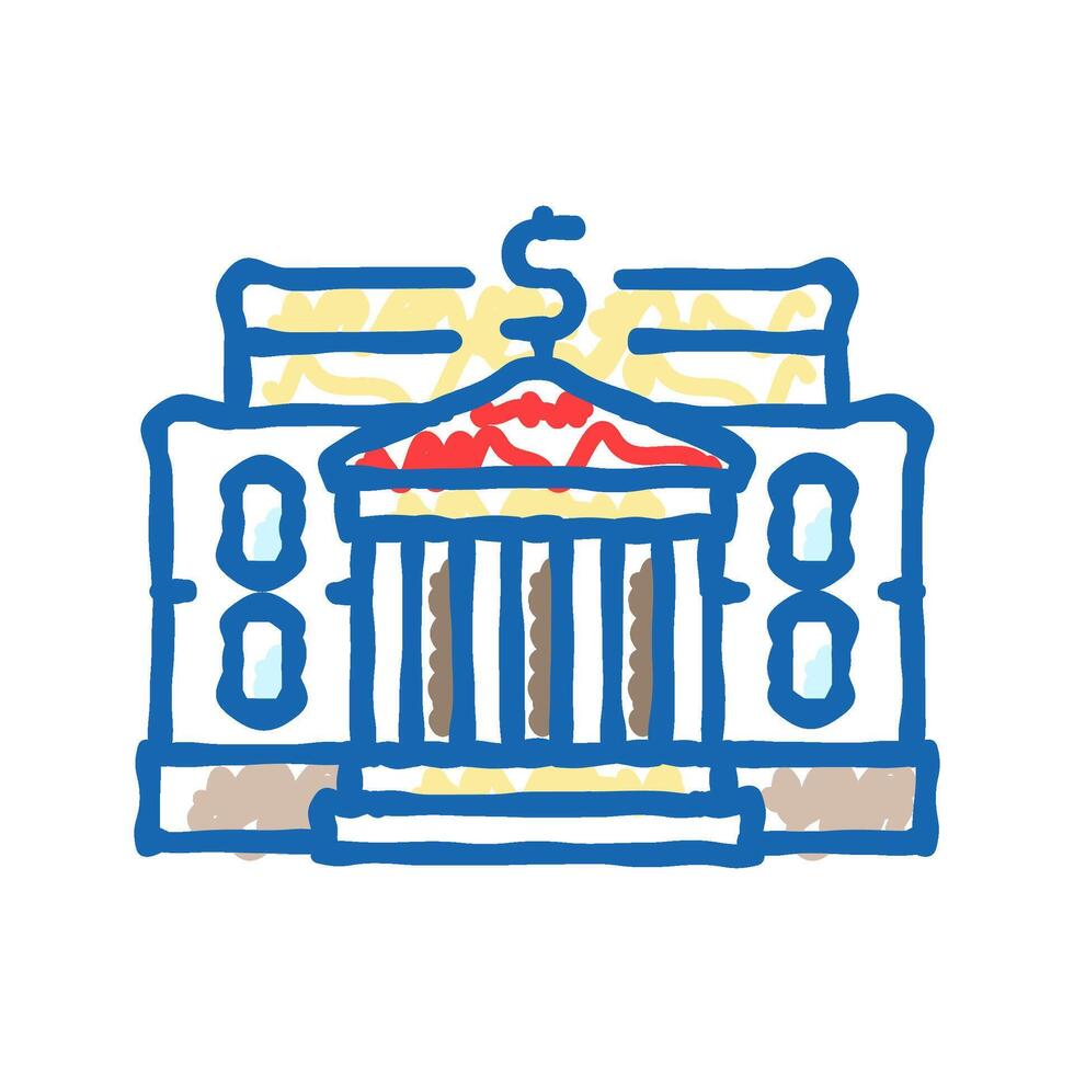 business bank building icon doodle illustration vector