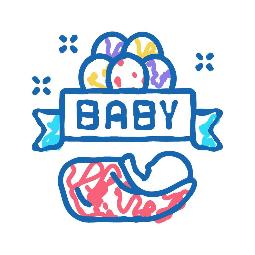 baby born celebration balloons icon doodle illustration vector