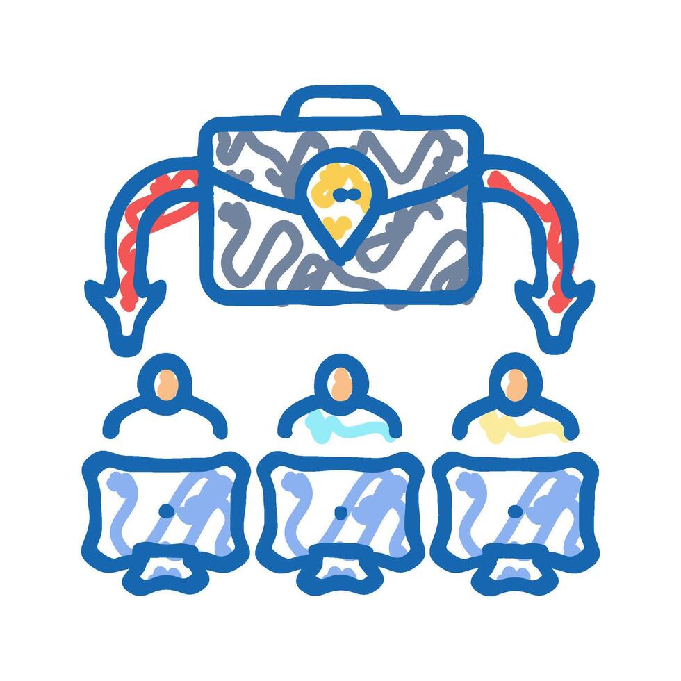 virtual teams modern business icon doodle illustration vector