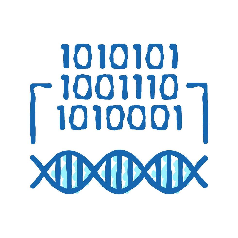 binary code genetic information icon doodle illustration vector