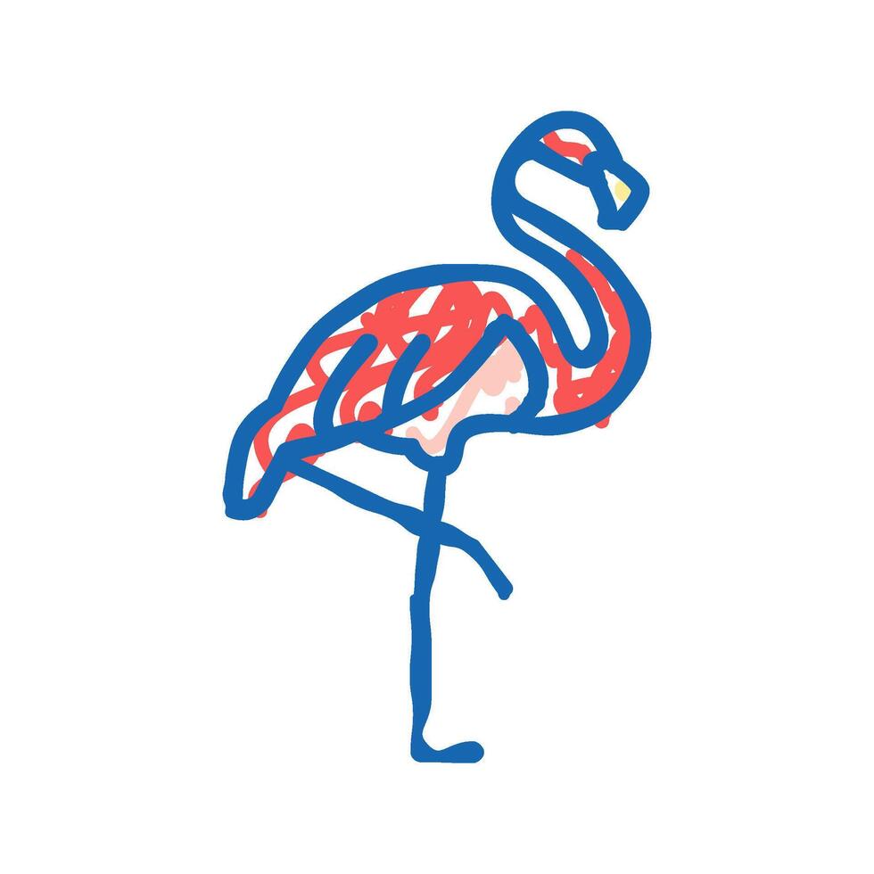 flamingo bird in zoo icon doodle illustration vector