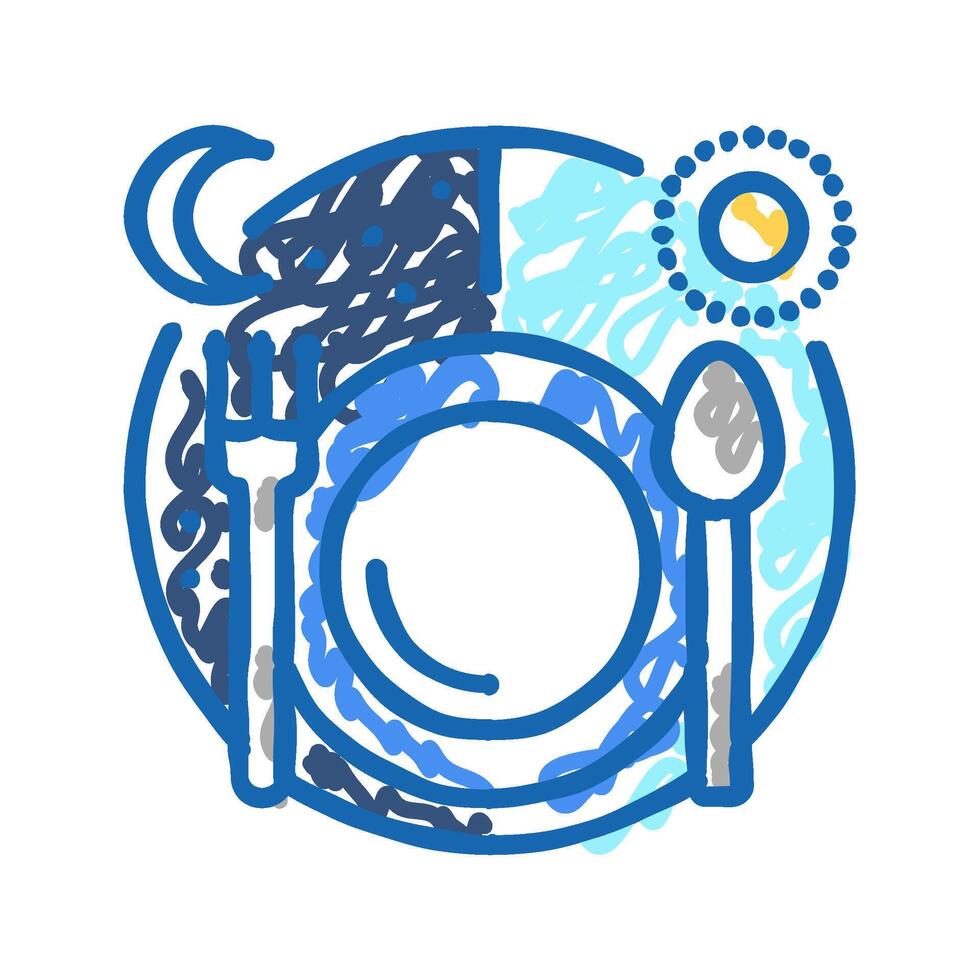 fasting sun moon icon doodle illustration vector