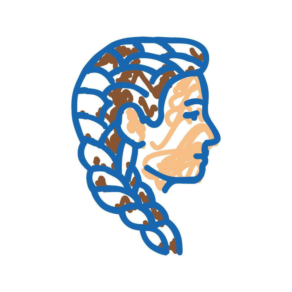 french braid hairstyle female icon doodle illustration vector