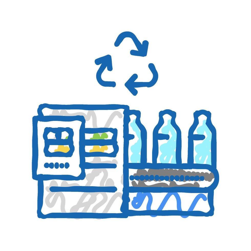 plastic recycling conveyor icon doodle illustration vector