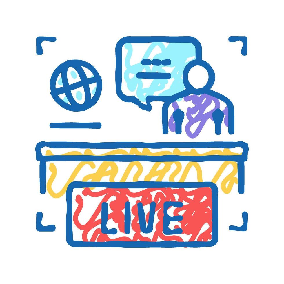 world live news icon doodle illustration vector