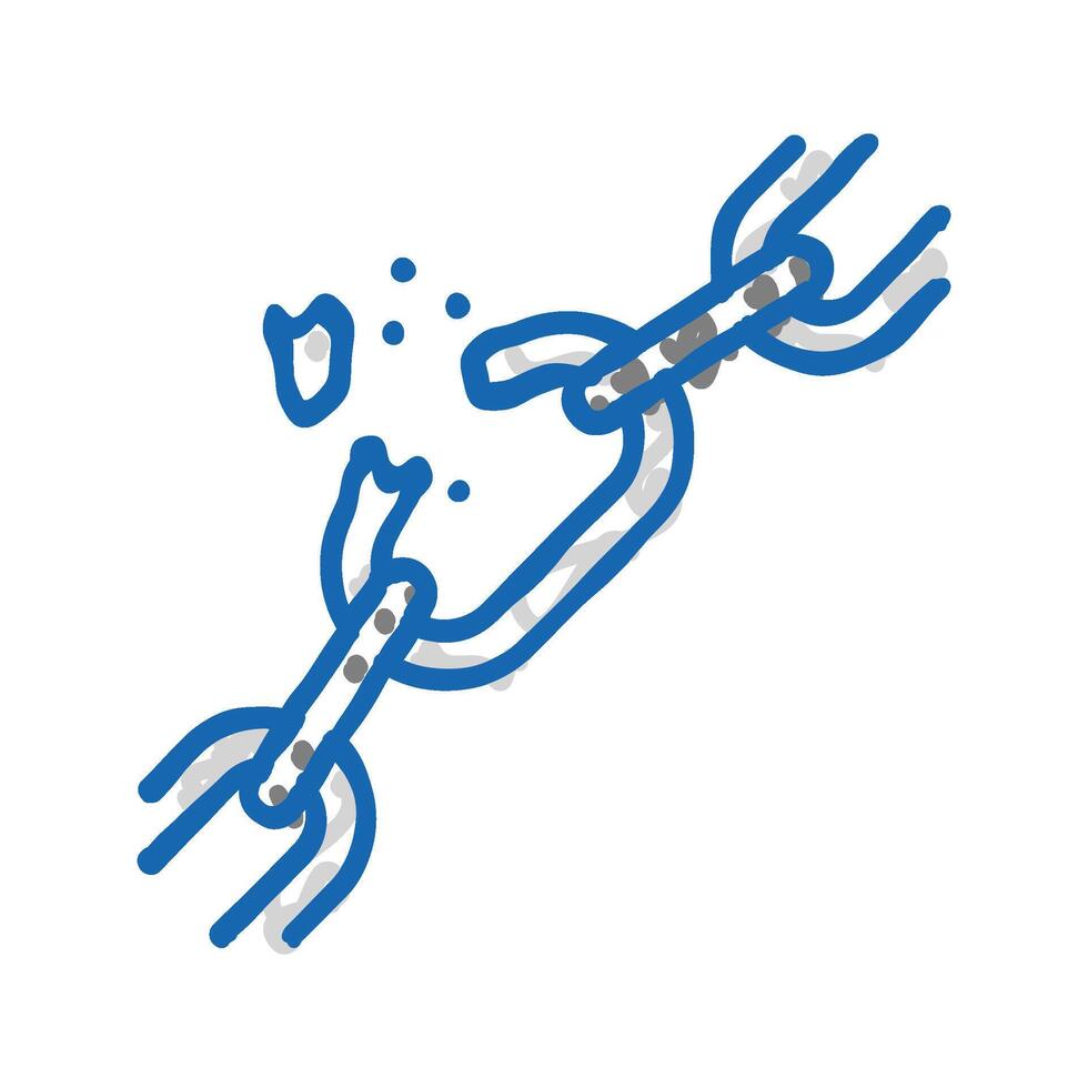 broken chain link fracture icon doodle illustration vector