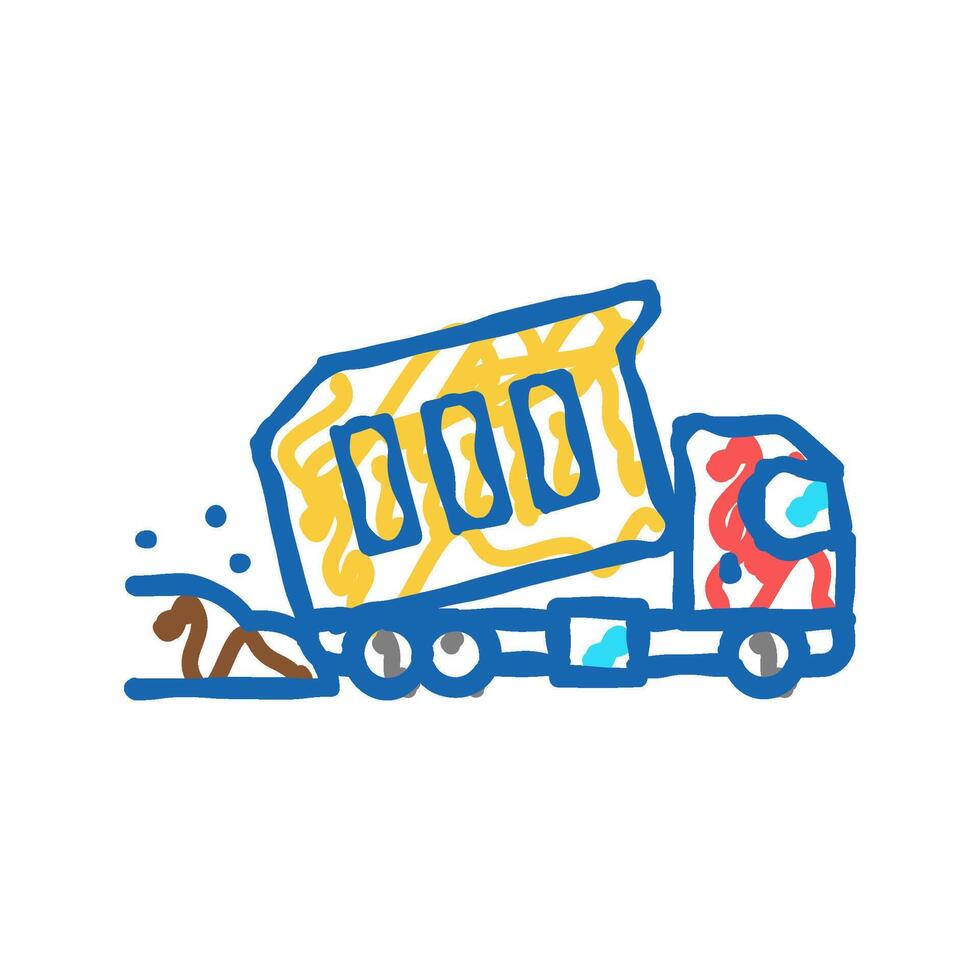 truck pouring building materials icon doodle illustration vector