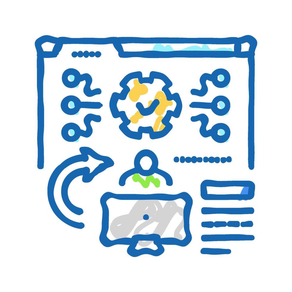 system evaluation analyst icon doodle illustration vector