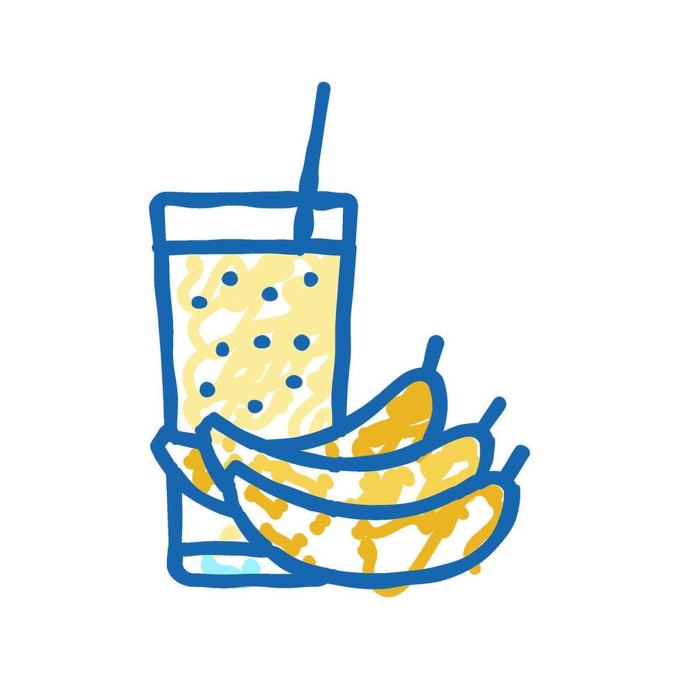 banana smoothie fruit juice food icon doodle illustration vector