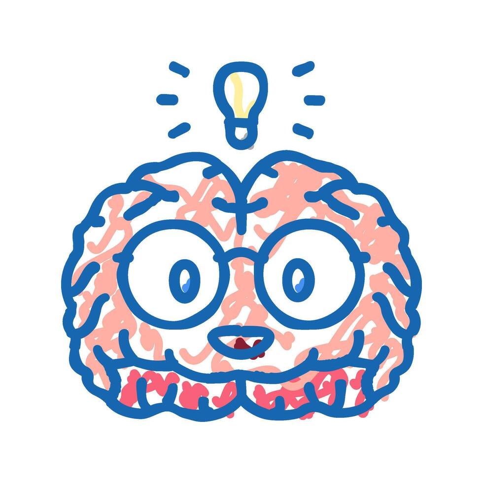 smart brain human icon doodle illustration vector