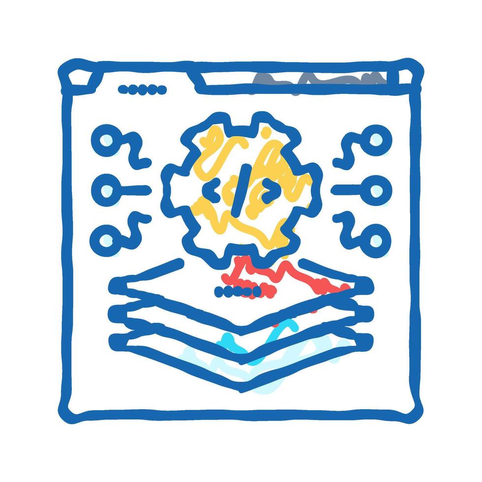 full stack development software icon doodle illustration vector