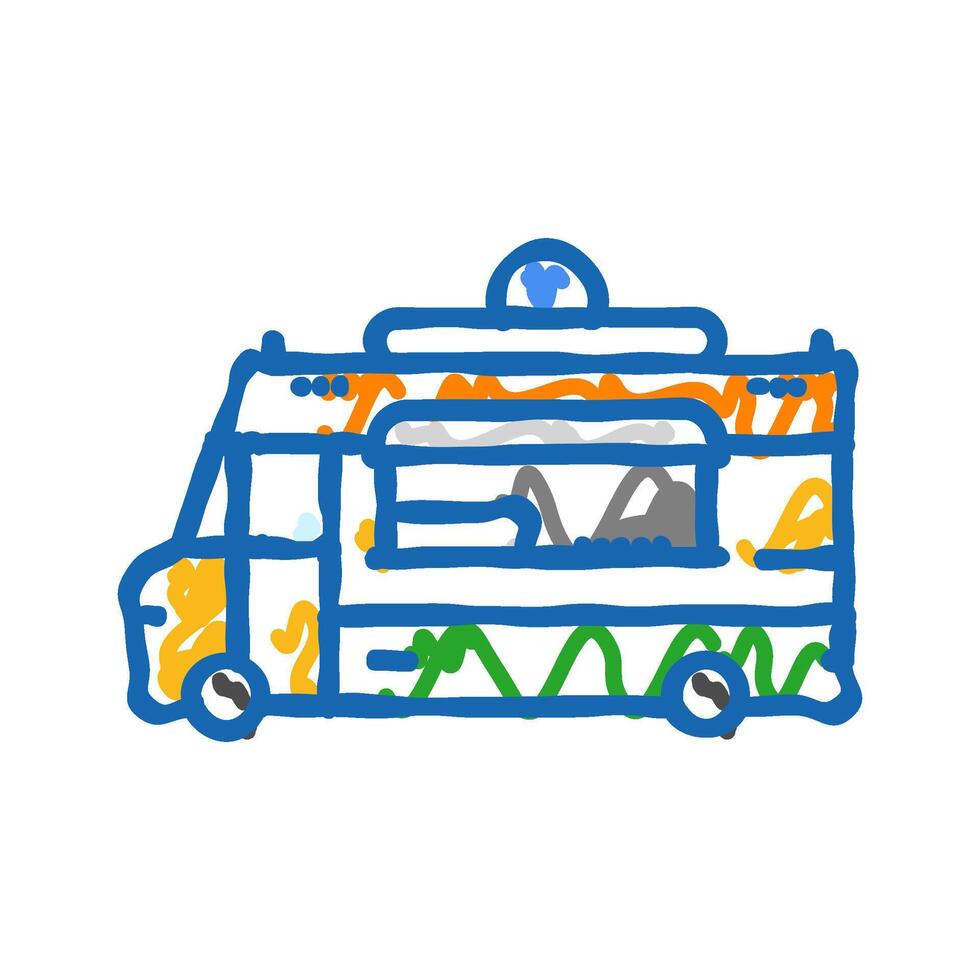 indian street food truck icon doodle illustration vector