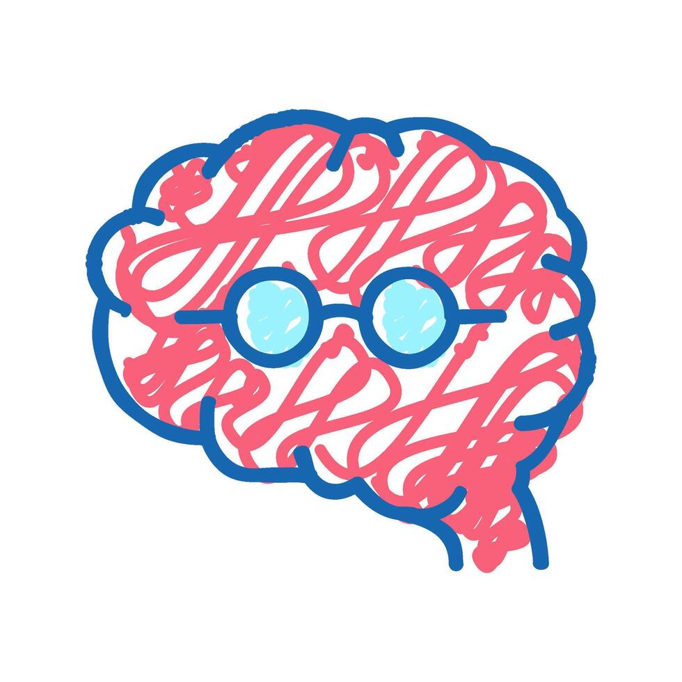 brain geek icon doodle illustration sign vector
