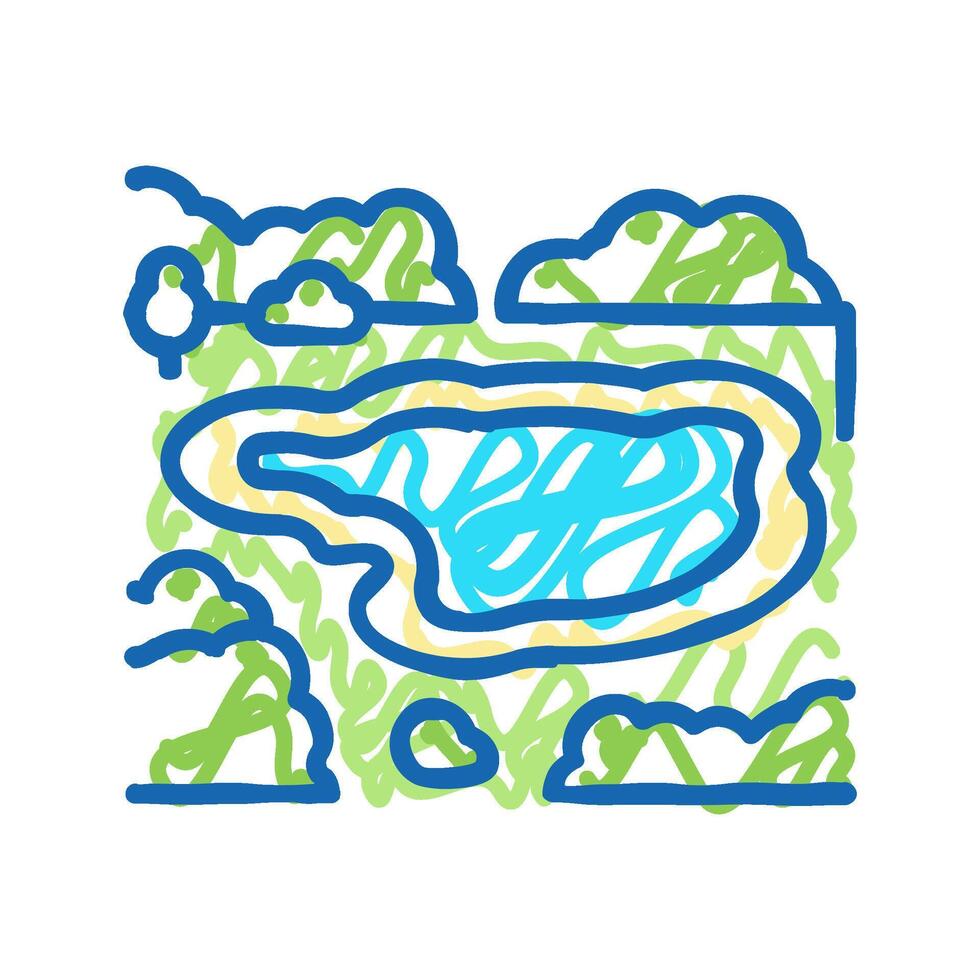 lake nature icon doodle illustration vector