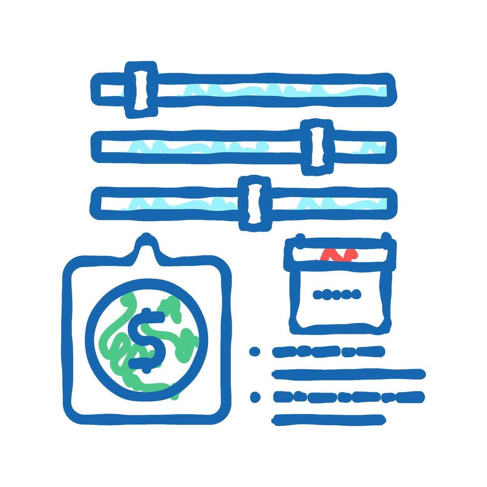 settings of loan icon doodle illustration vector