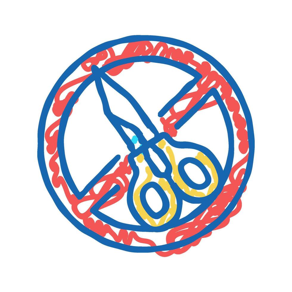 scissor use prohibition sign icon doodle illustration vector