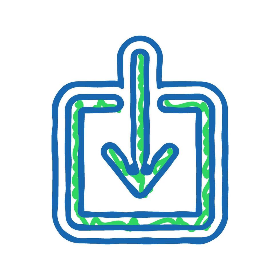 down arrow data loading icon doodle illustration vector